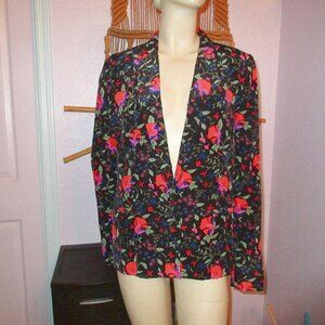 Joie Caviar Jordyn Silk Floral Blazer Size M Jacket Long Sleeves Button Lined